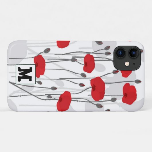 Poppy flower gift botanical pretty monogram Case-Mate iPhoneケース (裏面(横))