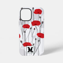 Poppy flower gift botanical pretty monogram iPhone 12 miniケース