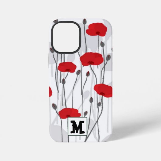 Poppy flower gift botanical pretty monogram iPhoneケース (裏面)