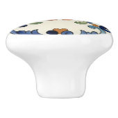 Poppy Flower Mediterranean Blue Orange Cream セラミックノブ (側面)