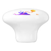 Poppy Flowers Watercolor Floral Custom Name セラミックノブ (側面)