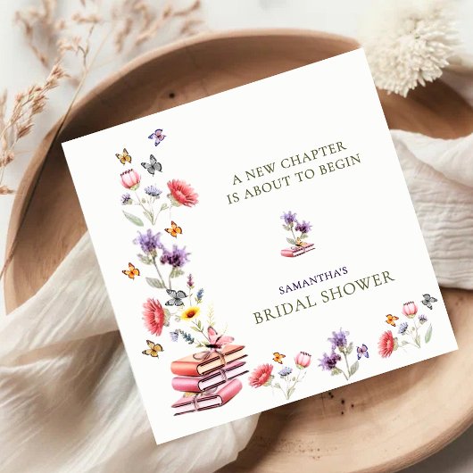 Poppy & Lavender Bridal Shower Napkins スタンダードカクテルナプキン