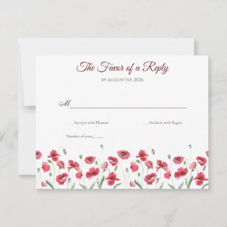 Poppy & Lavender Watercolor Floral Wedding 出欠カード