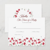 Poppy & Lavender Watercolor Floral Wedding 出欠カード (正面/裏面)