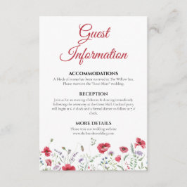 Poppy & Lavender Watercolor Floral Wedding Details エンクロージャーカード