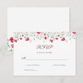 Poppy & Lavender Watercolor Floral Wedding RSVP (正面/裏面)