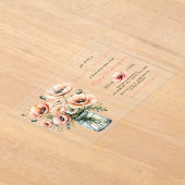 POPPY Mason Jar Bridal Shower Invitation  アクリル招待状 (レイダウン)