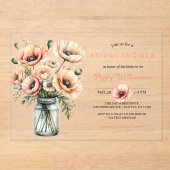 POPPY Mason Jar Bridal Shower Invitation  アクリル招待状 (正面)