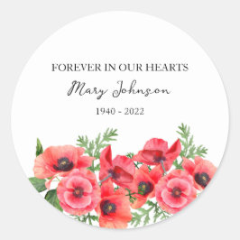 Poppy Memorial Funeral Classic Round Sticker ラウンドシール