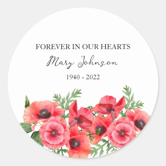 Poppy Memorial Funeral Classic Round Sticker ラウンドシール (正面)