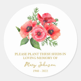 Poppy Memorial Funeral Seed Packet ラウンドシール