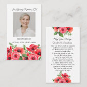Poppy Memorial Photo Funeral Prayer Card 名刺 (正面/裏面)