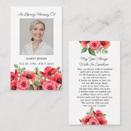 Poppy Memorial Photo Funeral Prayer Card 名刺