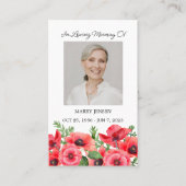 Poppy Memorial Photo Funeral Prayer Card 名刺 (正面)