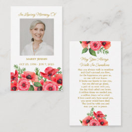 Poppy Memorial Photo Funeral Prayer Card 名刺
