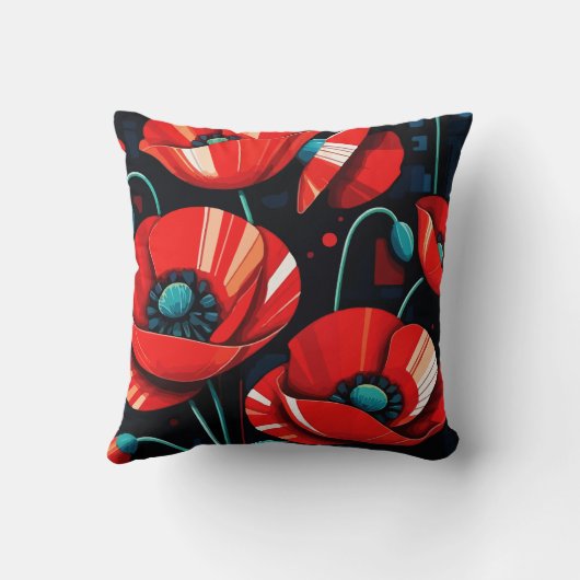 Poppy Papaver flowers クッション (裏面)