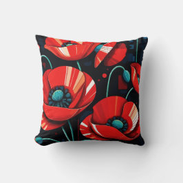 Poppy Papaver flowers クッション