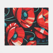 Poppy Papaver flowers フリースブランケット (正面(横))