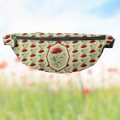 Poppy Pattern Red Sage Green with Floral Medallion ファニーパック
