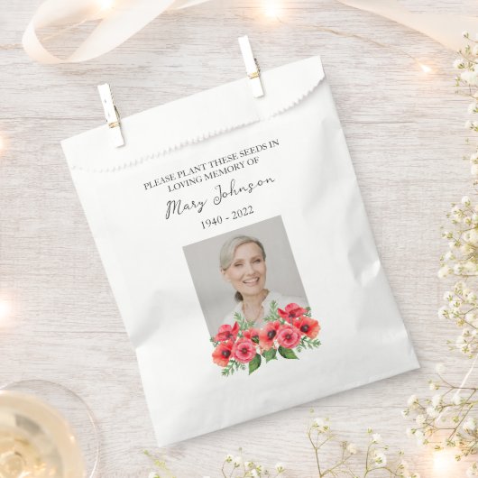 Poppy Seed Packet Memorial Funeral Favor Bag フェイバーバッグ (クリップ留めされた状態)