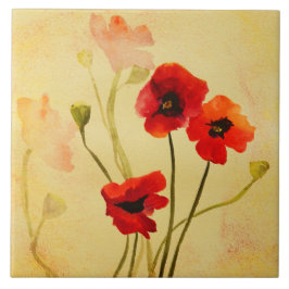 Poppy Shadowsタイル署名なしシャワーアクセント&詳細 タイル