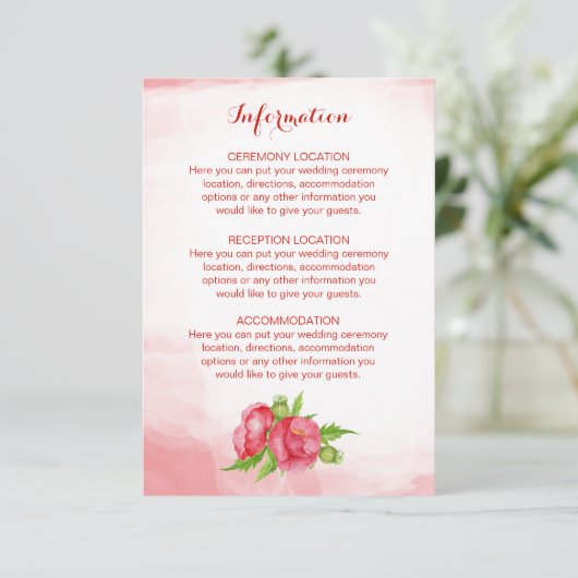 Poppy Water Colorの情結婚報カード エンクロージャーカード (スタンド正面)