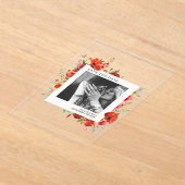 Poppy Wildflowers婚約写真Save The Date アクリル招待状 (レイダウン)