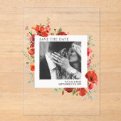 Poppy Wildflowers婚約写真Save The Date アクリル招待状 (正面)