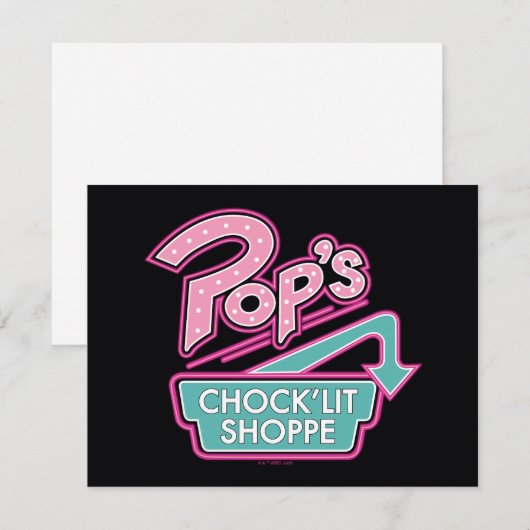 POP's Chock'lit Shoppe Pinkロゴ ノートカード (正面/裏面)