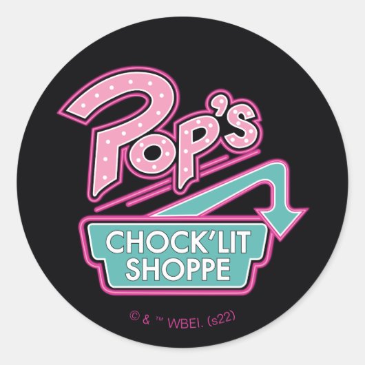 POP's Chock'lit Shoppe Pinkロゴ ラウンドシール (正面)