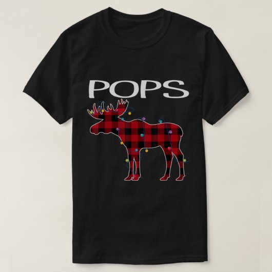Pops Christmas Plaid Moose Design Tシャツ (デザイン正面)