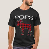 Pops Christmas Plaid Moose Design Tシャツ (正面)