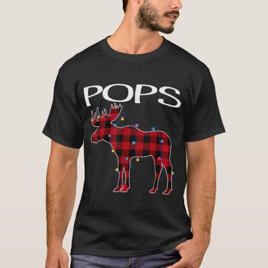 Pops Christmas Plaid Moose Design Tシャツ (正面)