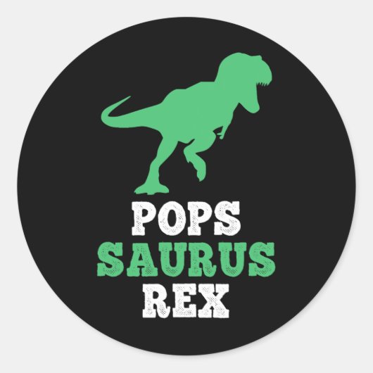 Pops-saurus Rex Dino Dinosaur Funny Popssaurus  ラウンドシール (正面)