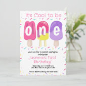 Popsicleの最初の誕生日パーティーの招待状 招待状 (スタンド正面)