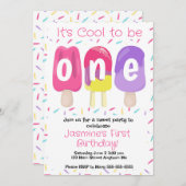 Popsicleの最初の誕生日パーティーの招待状 招待状 (正面/裏面)