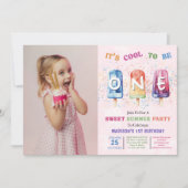 Popsicleパーティークール1stバースデーフォト 招待状 (正面)