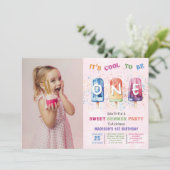 Popsicleパーティークール1stバースデーフォト 招待状 (スタンド正面)