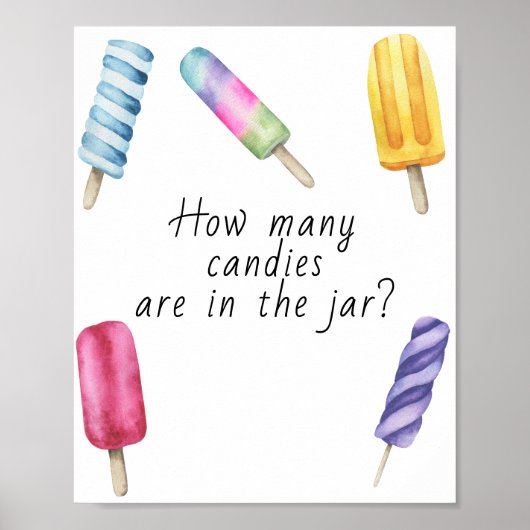 Popsicle – 瓶に入っているキャンディーの数を推測する ポスター (正面)