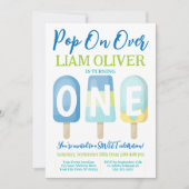 Popsicle 1st誕生日招待状ポップ・アートのオンオーバー 招待状 (正面)