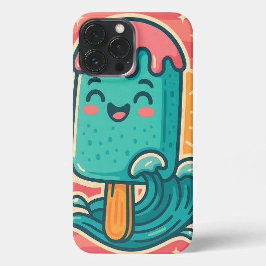Popsicle Kawaii – Coque iPhone Glace Souriante Été iPhoneケース (裏面)