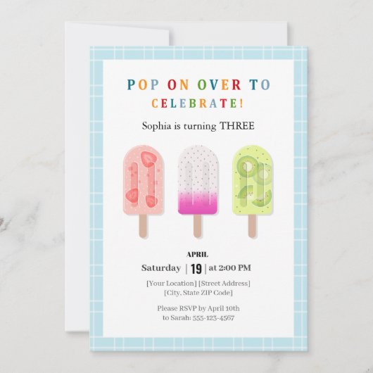 Popsicle Party 招待状 (正面)