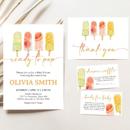 Popsicle Ready to Pop Baby Shower 招待状