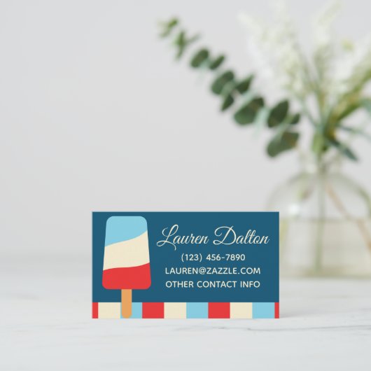 Popsiclesストライプのビジネスまた連絡はカード 名刺 (スタンド正面)