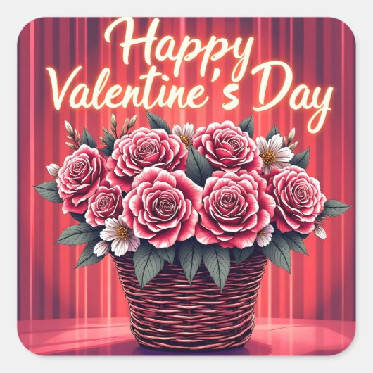 Popular Beautiful Luxury Floral Love Collection スクエアシール (正面)