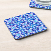 Popular captivating pattern in blue and violet コースター (左側)