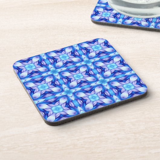 Popular captivating pattern in blue and violet コースター (左側)
