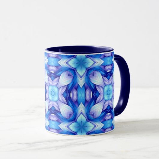 Popular captivating pattern in blue and violet マグカップ (正面右)
