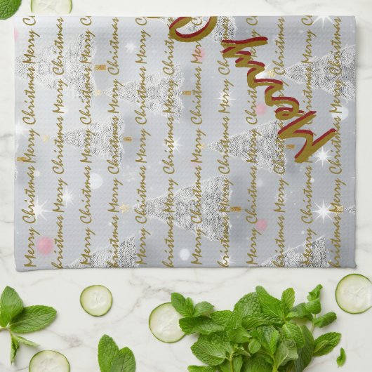 Popular Christmas Luxury Christmas Trees キッチンタオル (折り畳み)