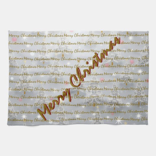 Popular Christmas Luxury Christmas Trees キッチンタオル (横)